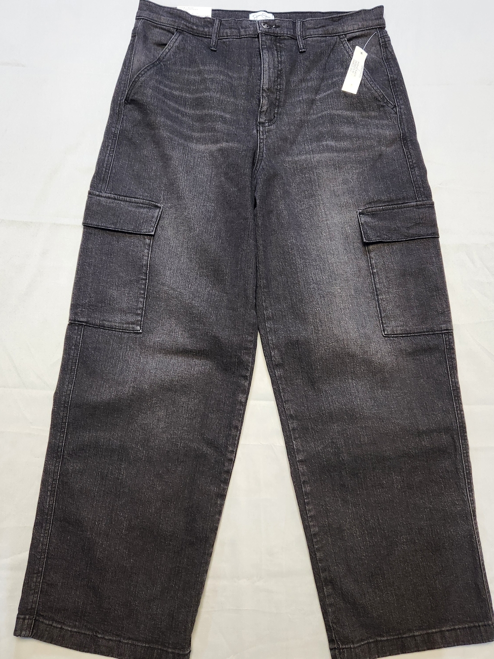 New Jessica Simpson Women's 12 Jenna Cargo Jeans Blue Wide-Leg NWT Stretch Denim